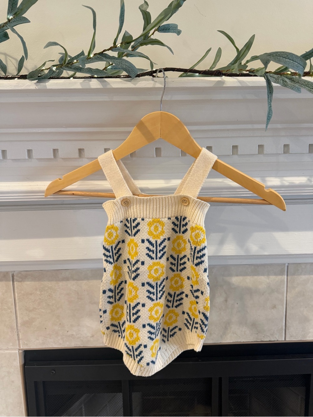 Cream and Yellow Floral Knit Baby Playsuit – Kids Accessories Underwear